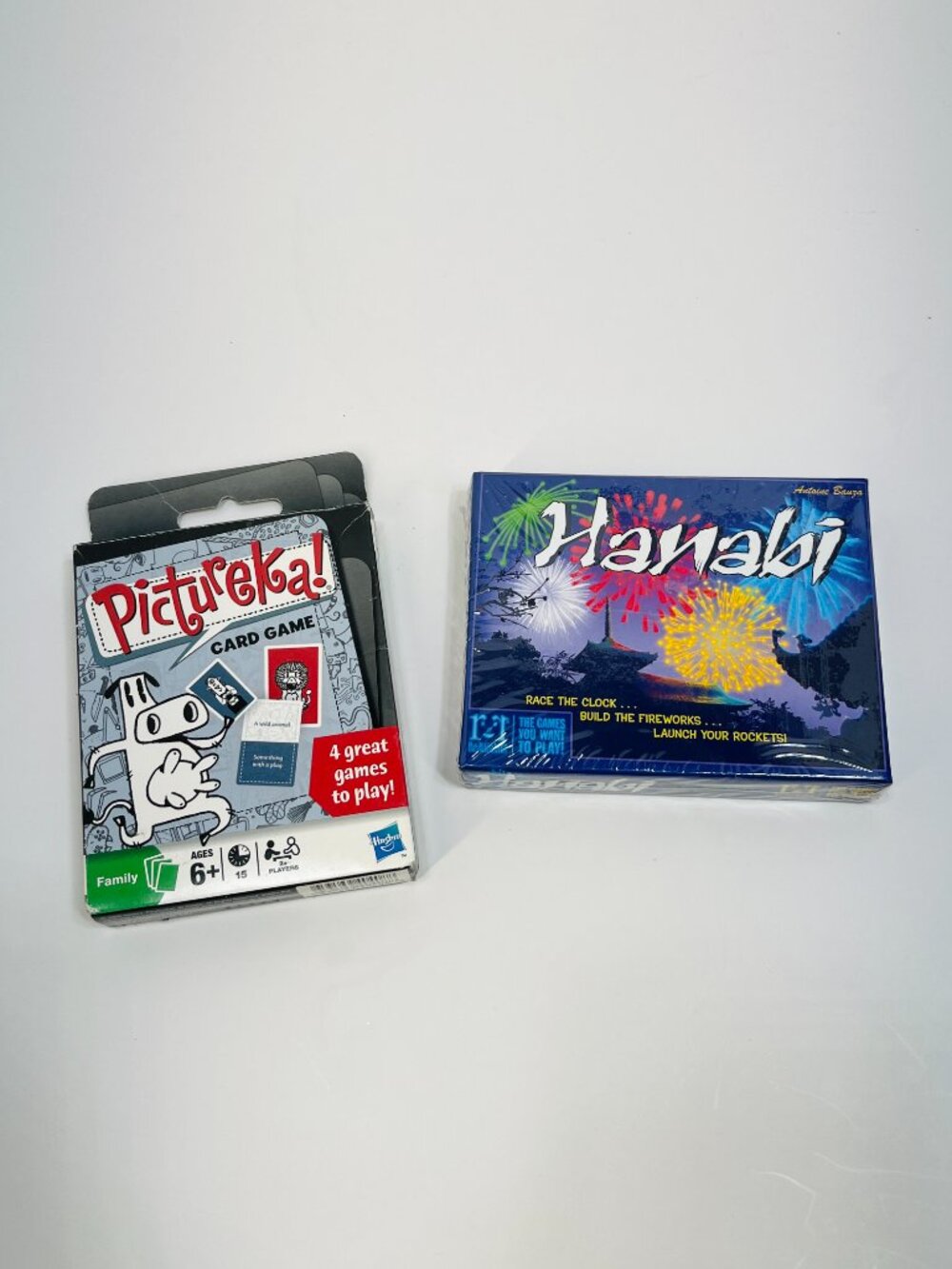 NEW Lot of 2 HANABI + PICTUREKA Card Game R&R Games Parker Brothers Family Party